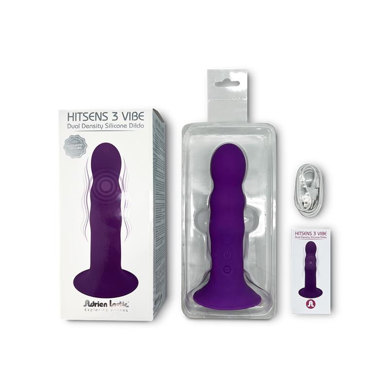 Dildo Doble Densidad Vibración Hitsens 3 Púrpura 3