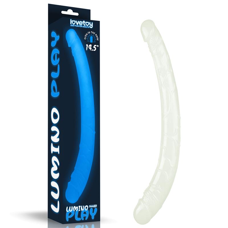Dildo Doble Lumino 14.5 Luz Azul 9