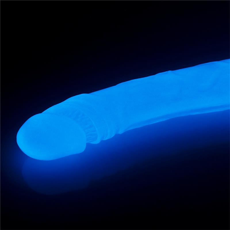 Dildo Doble Lumino 14.5 Luz Azul 3
