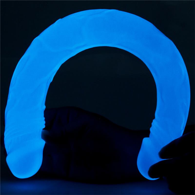 Dildo Doble Lumino 14.5 Luz Azul 2