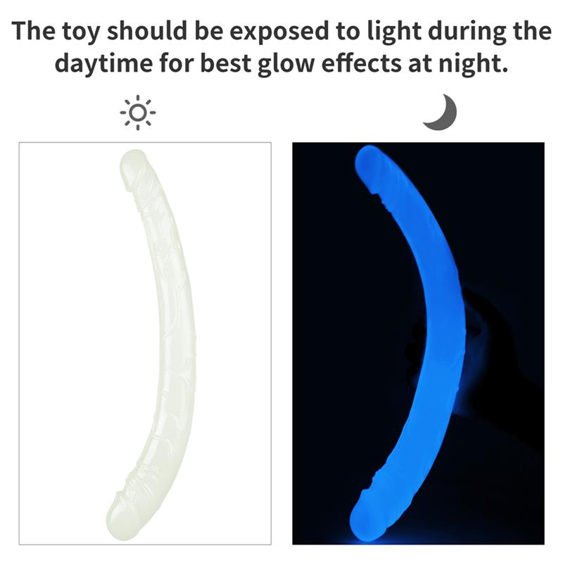 Dildo Doble Lumino 14.5 Luz Azul 8
