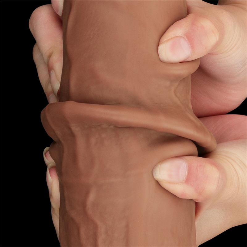 Dildo Dual Density Piel Deslizante Retractil 13.5