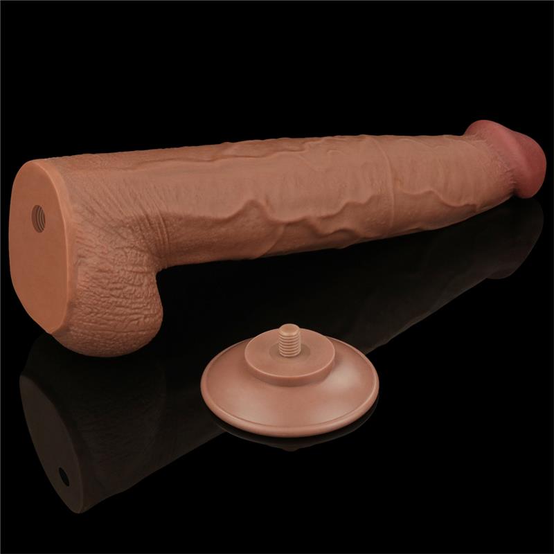 Dildo Dual Density Piel Deslizante Retractil 13.5