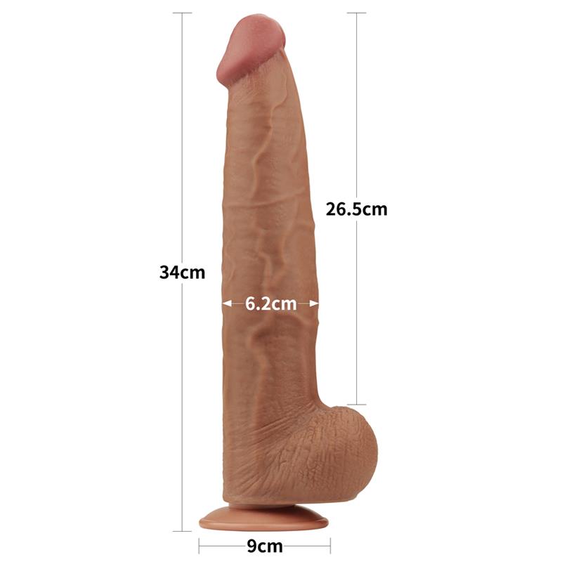 Dildo Dual Density Piel Deslizante Retractil 13.5