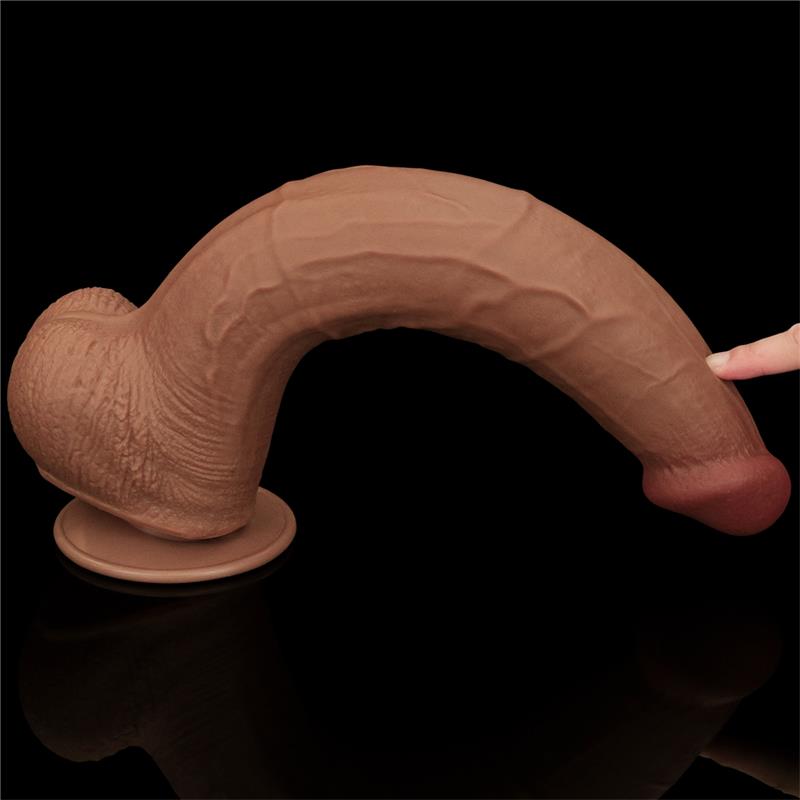 Dildo Dual Density Piel Deslizante Retractil 13.5