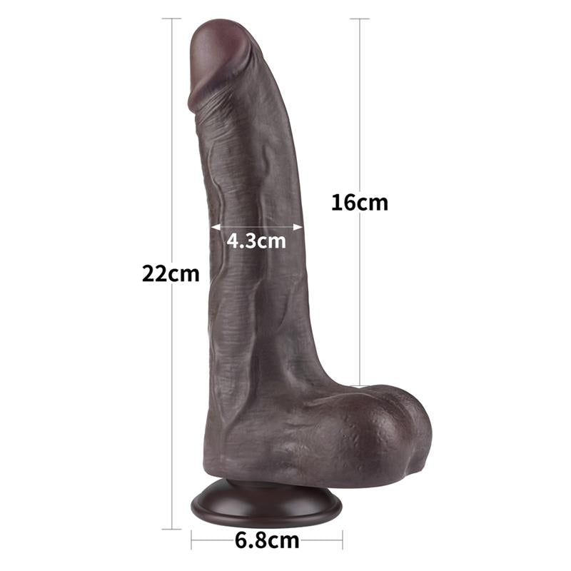 Dildo Dual Density Piel Deslizante Retractil 8.5
