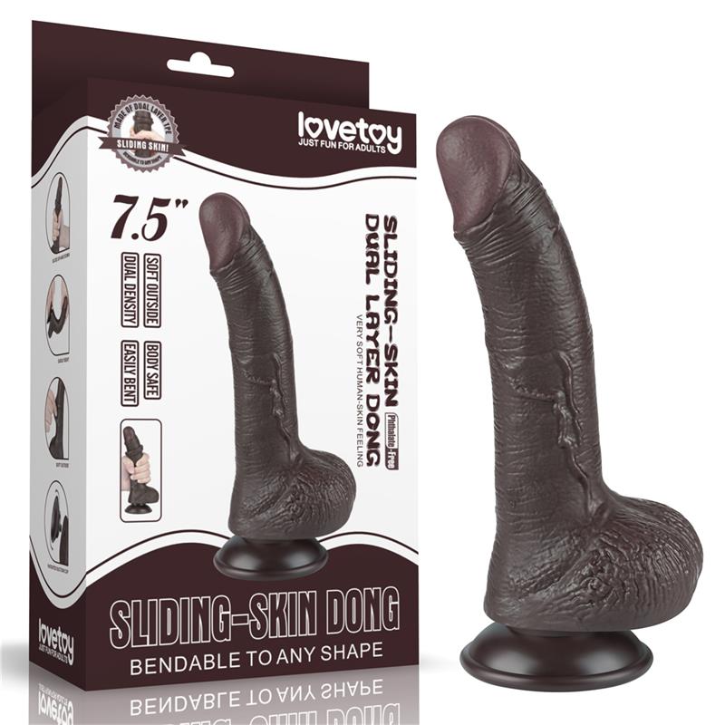 Dildo Dual Layer Piel Deslizante Retractil 7.5