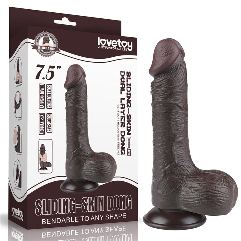 Dildo Dual Layer Piel Deslizante Retractil 7.5