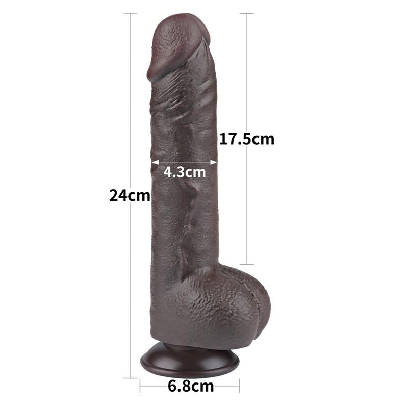 Dildo Dual Layer Piel Deslizante Retractil 9.5