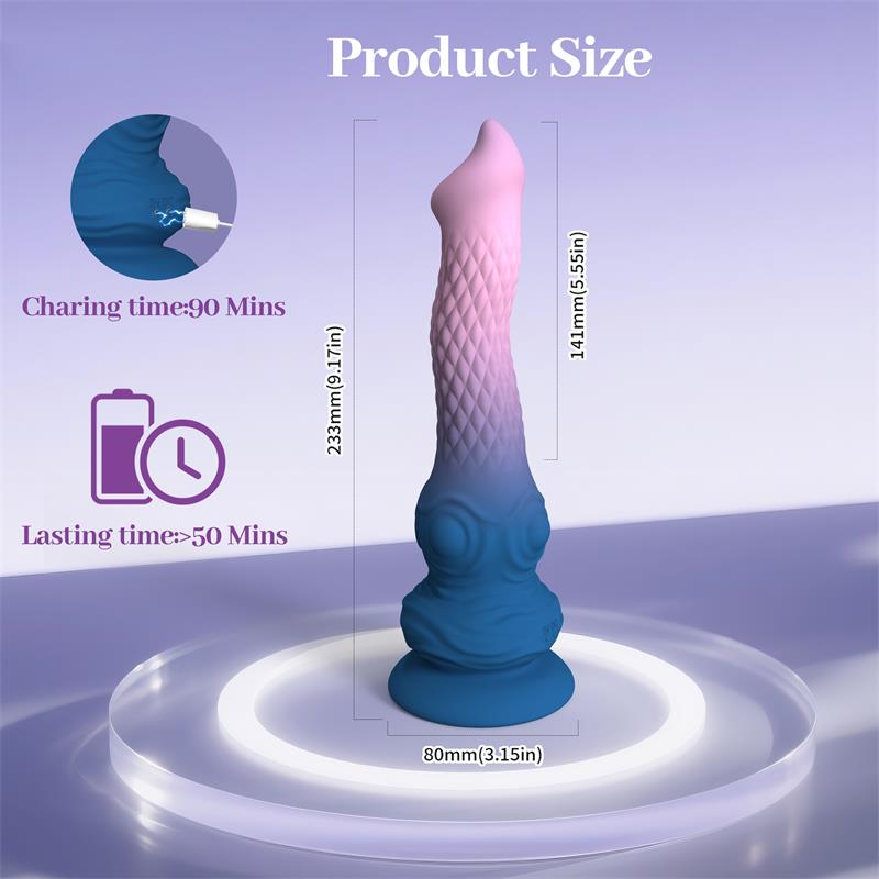 Dildo Fantasía Vibración, Oscilación y Ventosa 23.3 cm 5