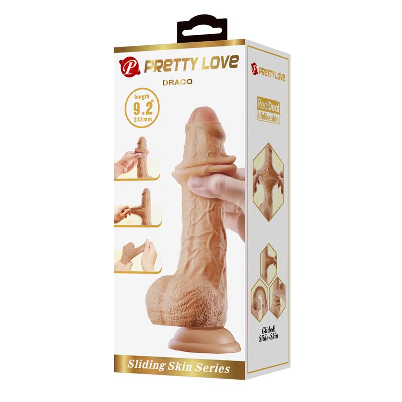 Dildo Realista con Piel Deslizante Retractil 23.3 cm
