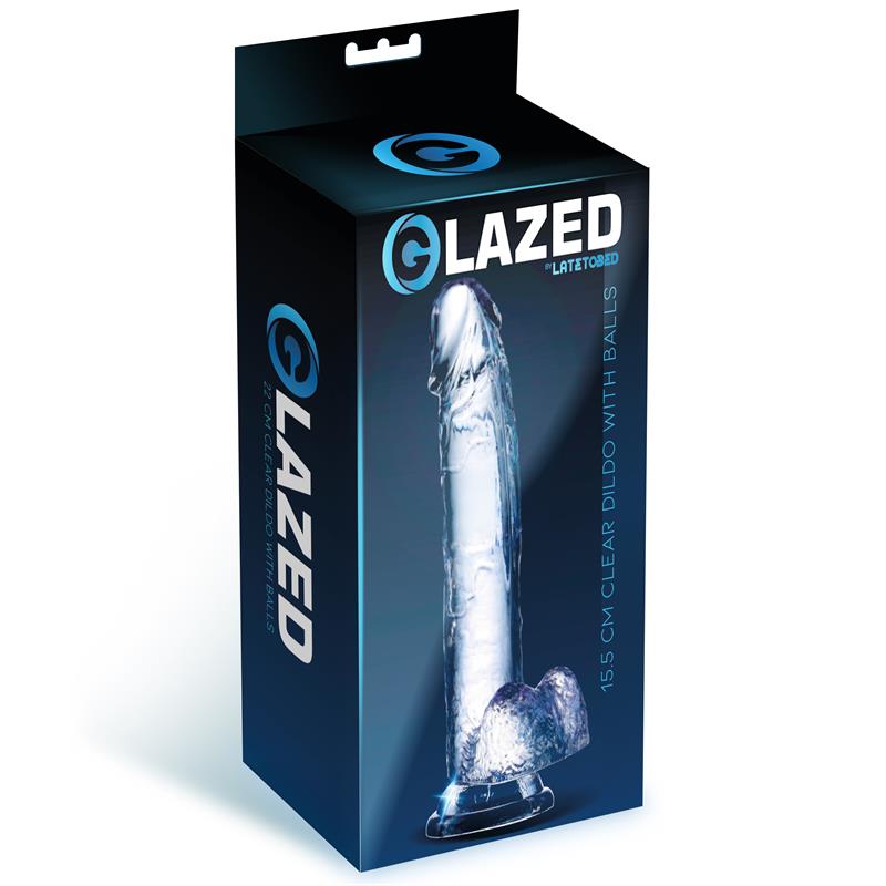 Dildo Realista con Testículos Material Cristalino 15,5 cm 2