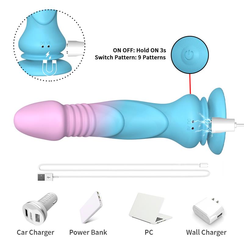 Dildo Vibrador con Thrusting y Ventosa 19.2 cm 8