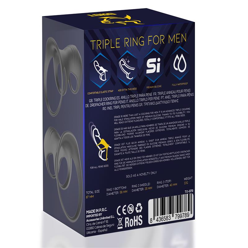 Driade Anillo Triple para Hombre Silicona 6