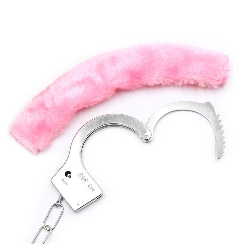 Esposas de Metal para Muñecas con Pelo Rosa 5