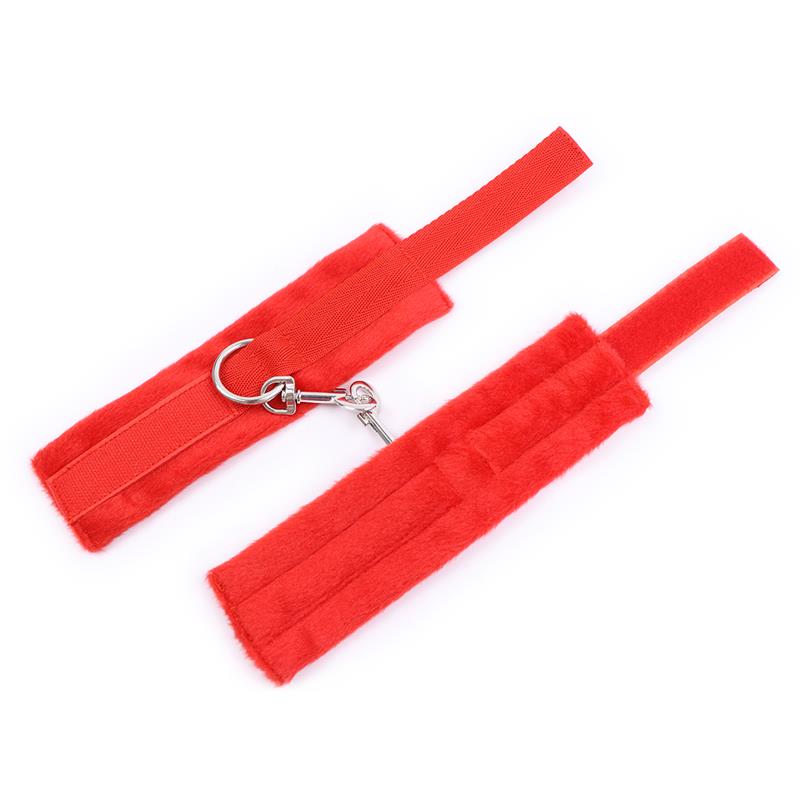 Esposas de Tela con Velcro para Muñecas con Pelo Largo Rojo 2