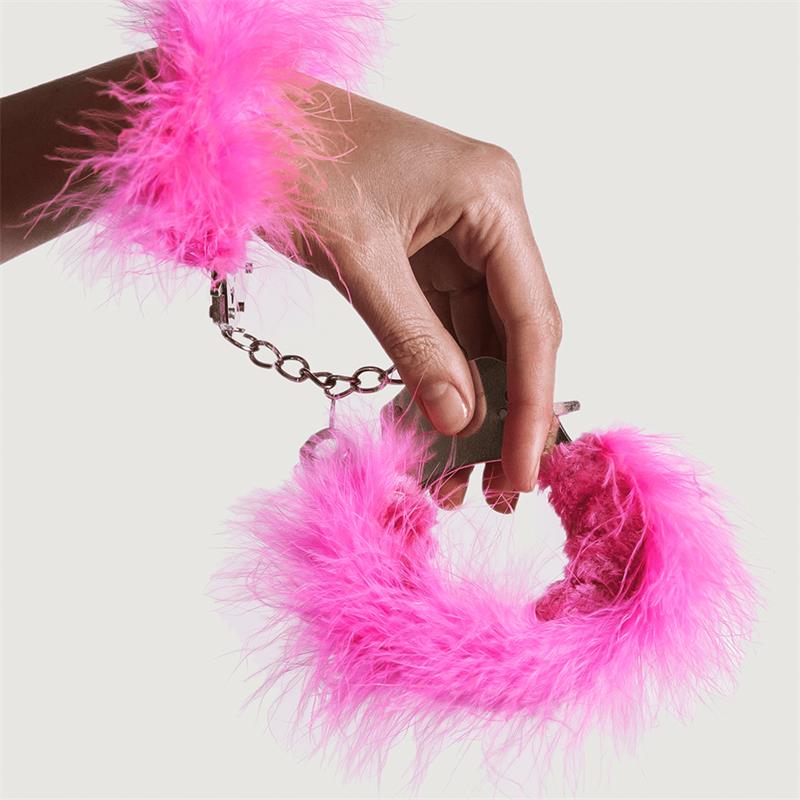 Esposas Metal con Plumas Rosa 2