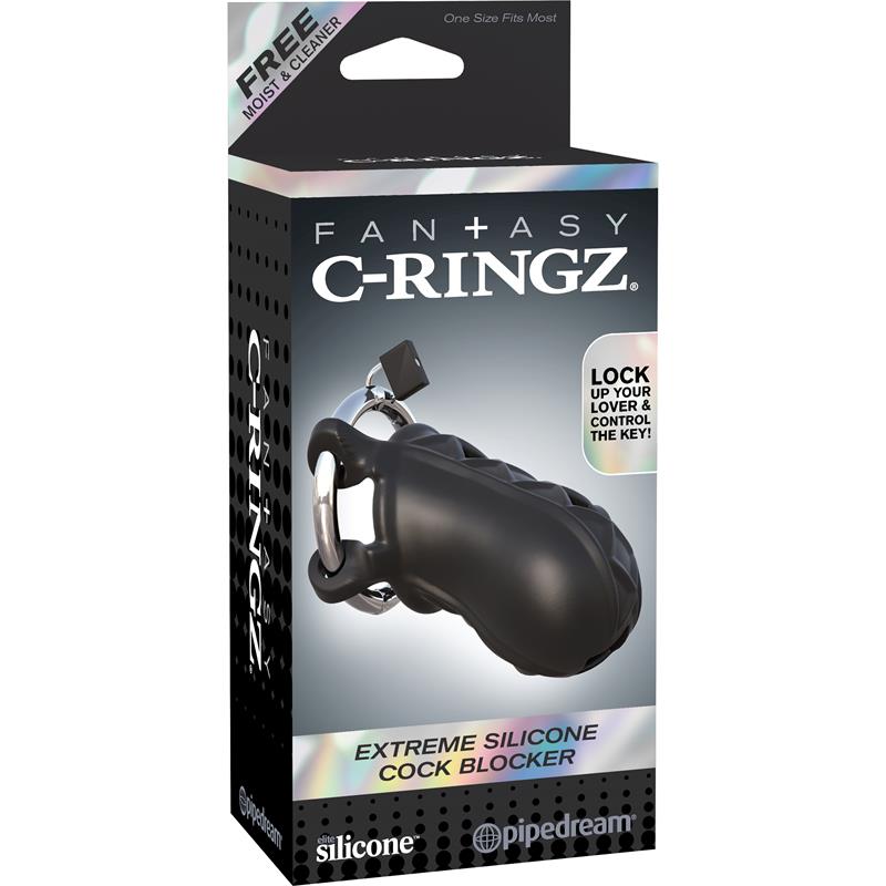 Fantasy C-Ringz Jaula de Bloqueo extremo de Silicona Color Negro 2