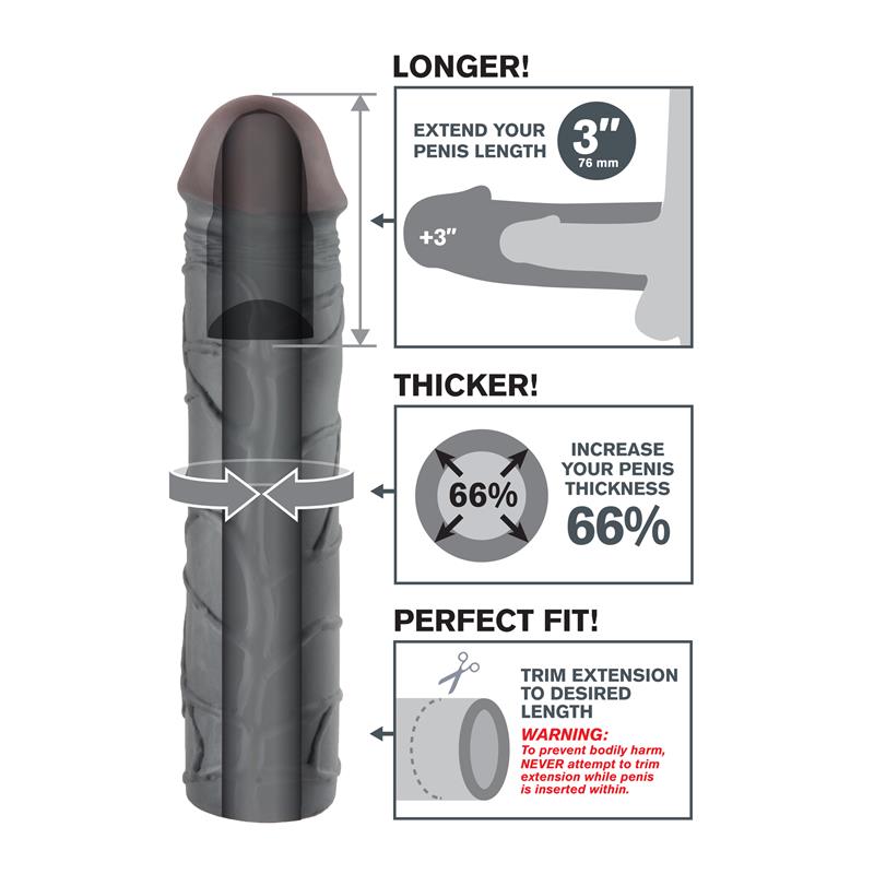 Fantasy X-tensions Mega 7,6 cm Extensión de Pene - Color Negro