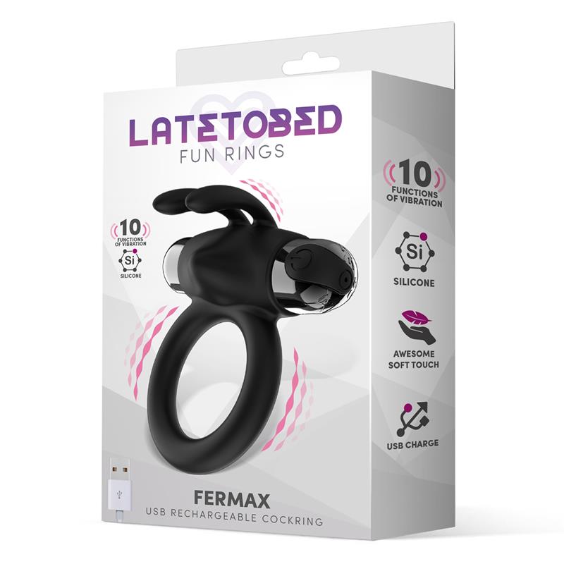 Fermax Anillo Vibrador con Conejito USB Silicona Negro 2