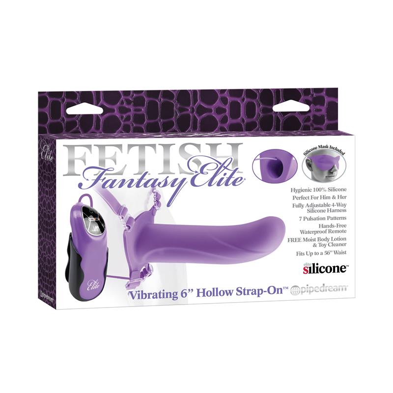 Fetish Fantasy Elite 15 cm Arnés con Dildo Hueco Vibrador Púrpura