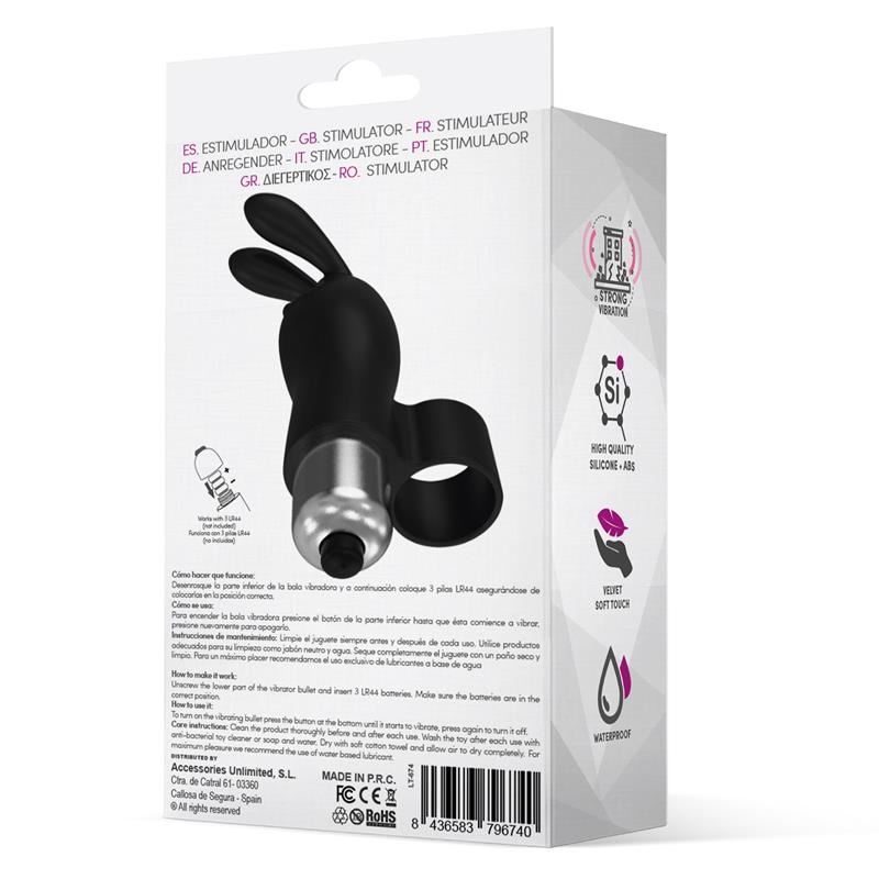 Fingyhop Bala Vibradora con Conejito Siicona Negro 3