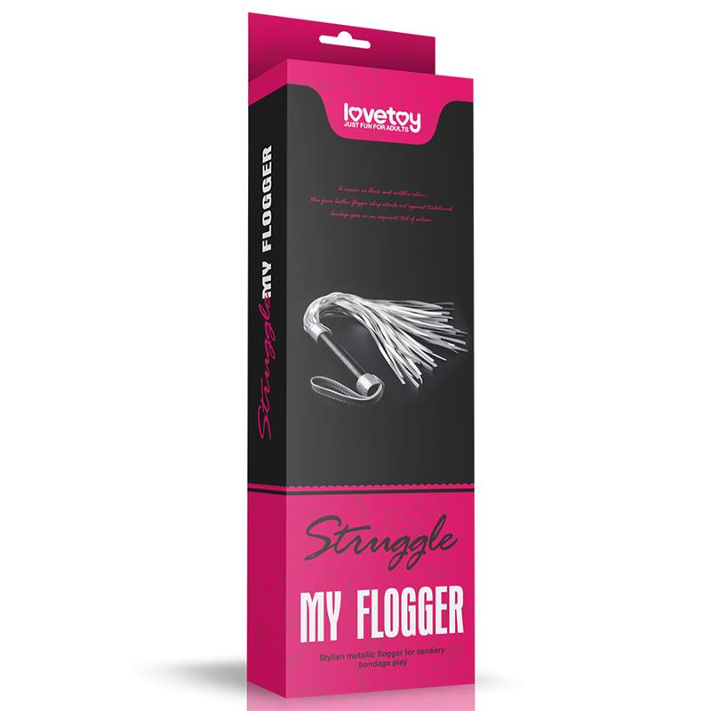 Flogger Cuero Sintético Plateado y Negro 5
