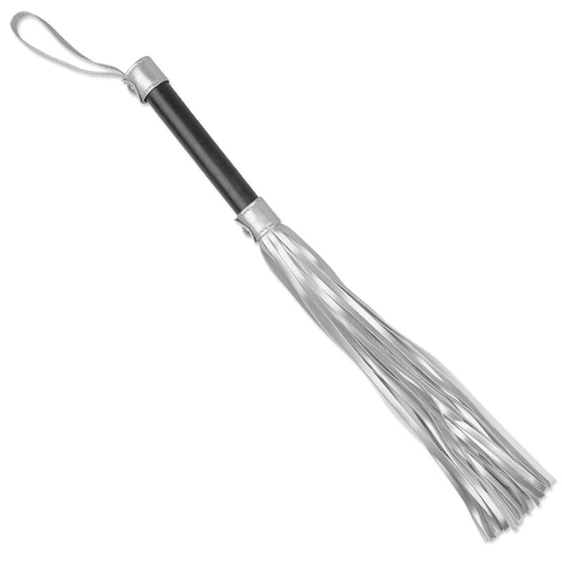 Flogger Cuero Sintético Plateado y Negro 2