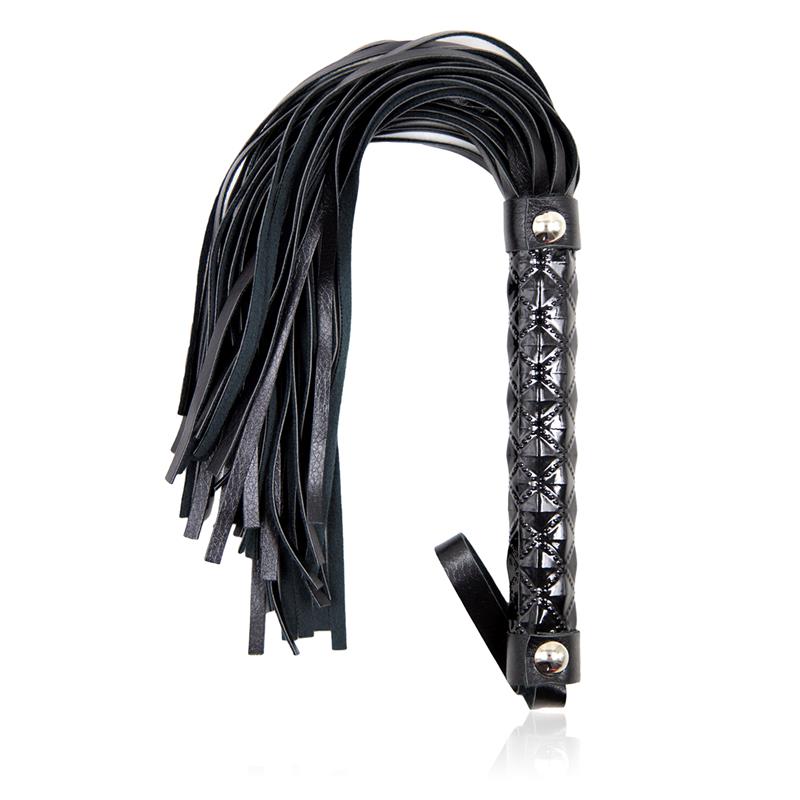 Flogger Patrón de Diamante y Mango de Metal 39 cm Negro 2