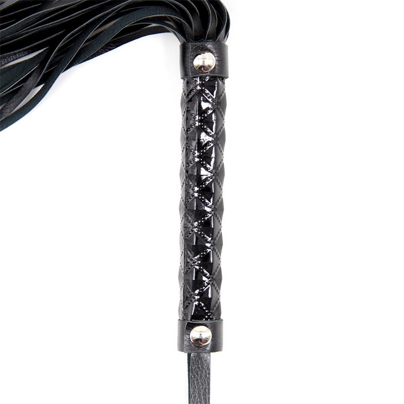 Flogger Patrón de Diamante y Mango de Metal 39 cm Negro 4
