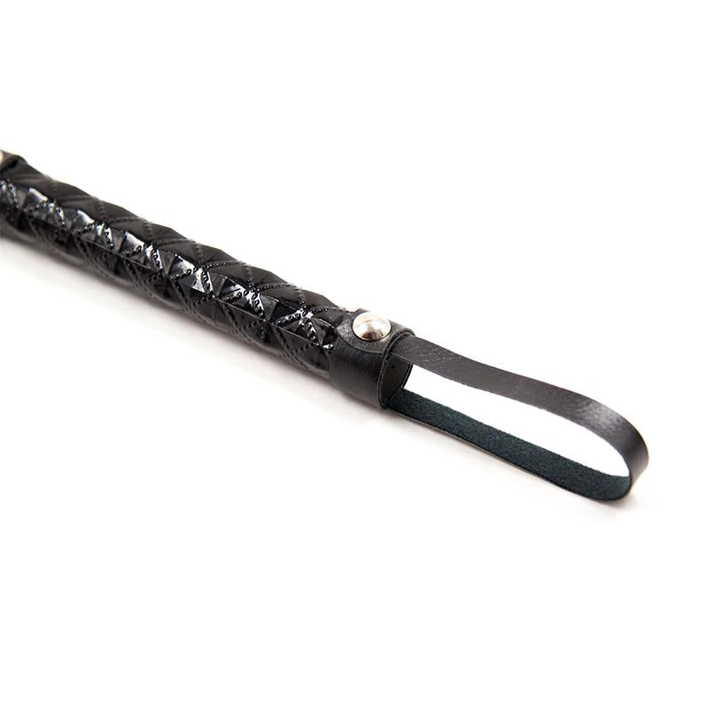 Flogger Patrón de Diamante y Mango de Metal 39 cm Negro 6
