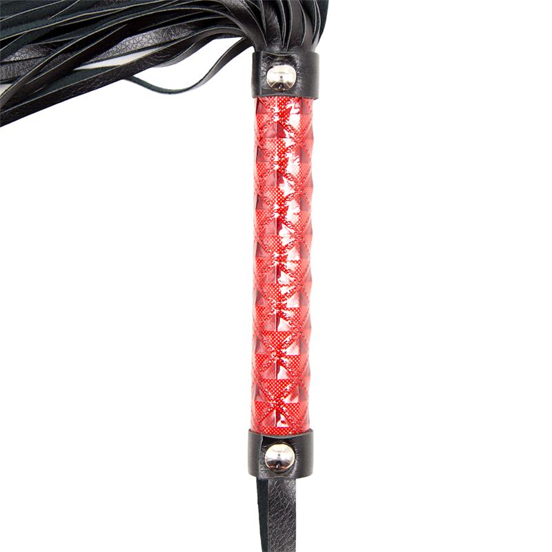 Flogger Patron de Diamante y Mango de Metal 39 cm Rojo 3