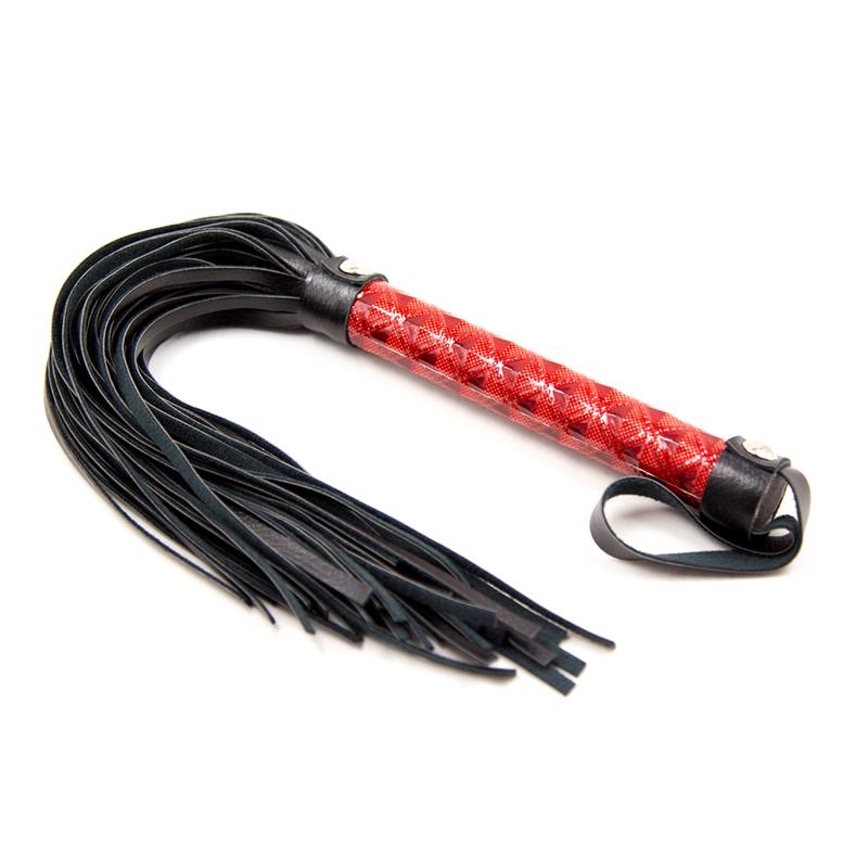 Flogger Patron de Diamante y Mango de Metal 39 cm Rojo 2