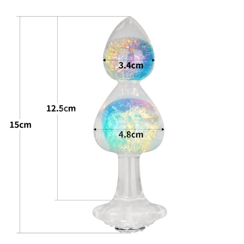 Gemoria Plug Anal de Silicona con Centro de Cristal Multicolor