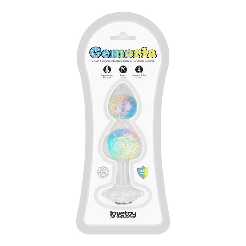 Gemoria Plug Anal de Silicona con Centro de Cristal Multicolor