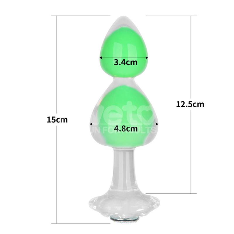 Gemoria Plug Anal Silicona Bola Interna Acero Brilla en la Oscuridad