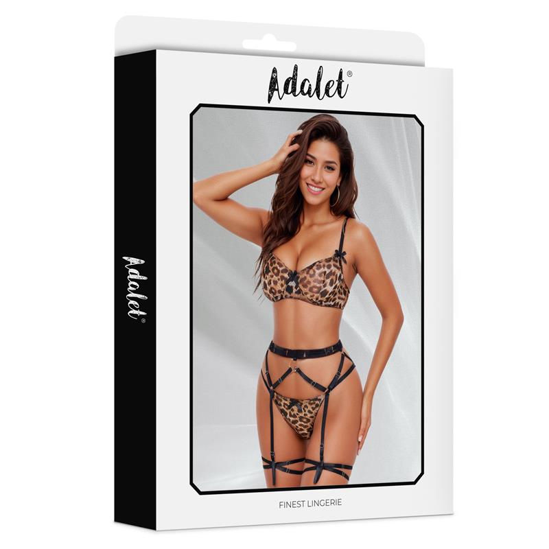 Helena Set de Sujetador, Tanga, Liguero y Liga
