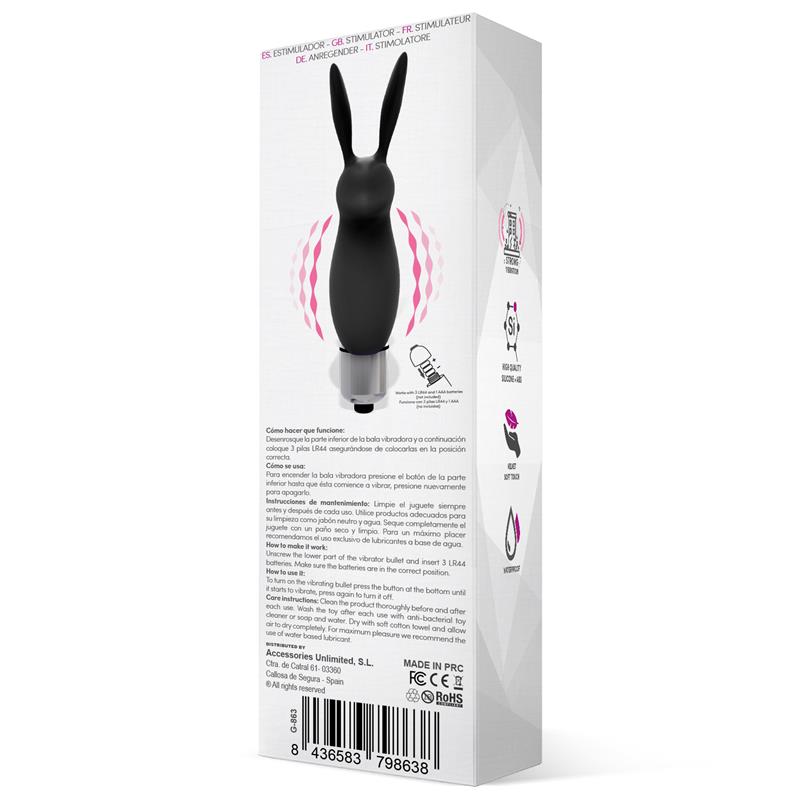 Hopye Bala Vibradora Conejito Silicona Negro 3