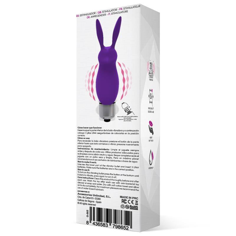 Hopye Bala Vibradora Conejito Silicona Púrpura 3