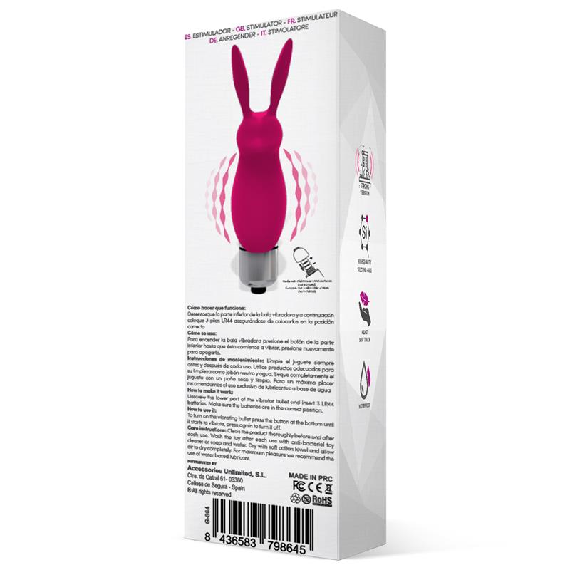 Hopye Bala Vibradora Conejito Silicona Rosa 3