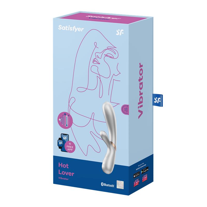 Hot Lover Vibrador Efecto Calor con APP Plata y Champagne 6