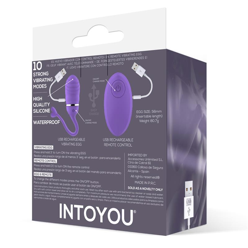 Huevo Vibrador Control Remoto Odise USB Silicona Púrpura 3