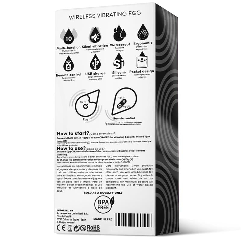 Huevo Vibrador Control Remoto USB Silicona Negro 6