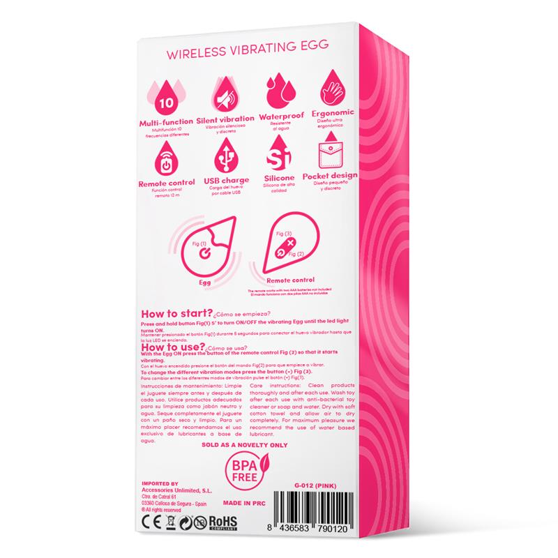 Huevo Vibrador Control Remoto USB Silicona Rosa 6