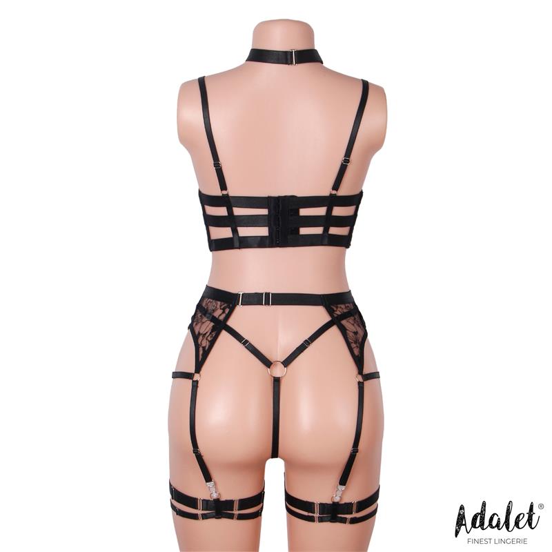 Hyacinth Set Sujetador, Tanga y Liguero Negro, imagen 2
