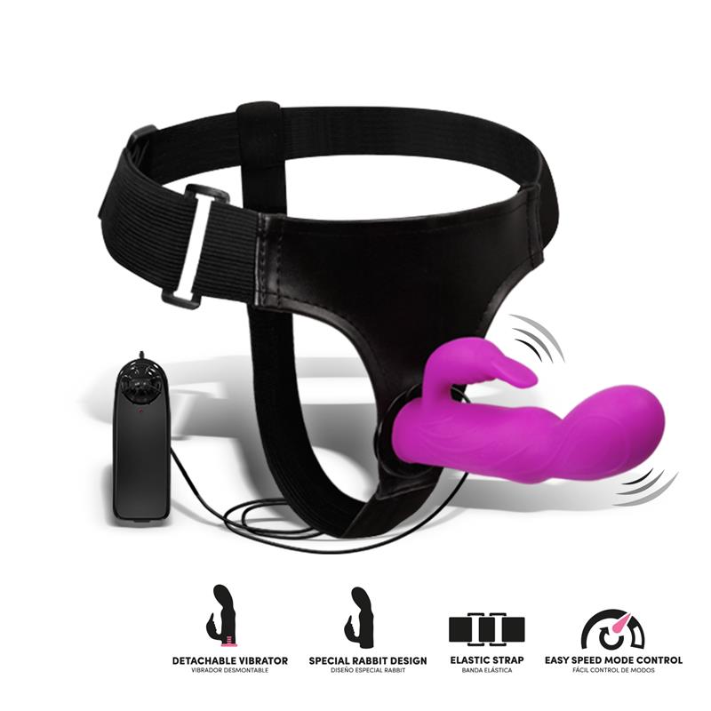 Hymax Arnés con Dildo-Vibrador con Conejito y Control Remoto 2
