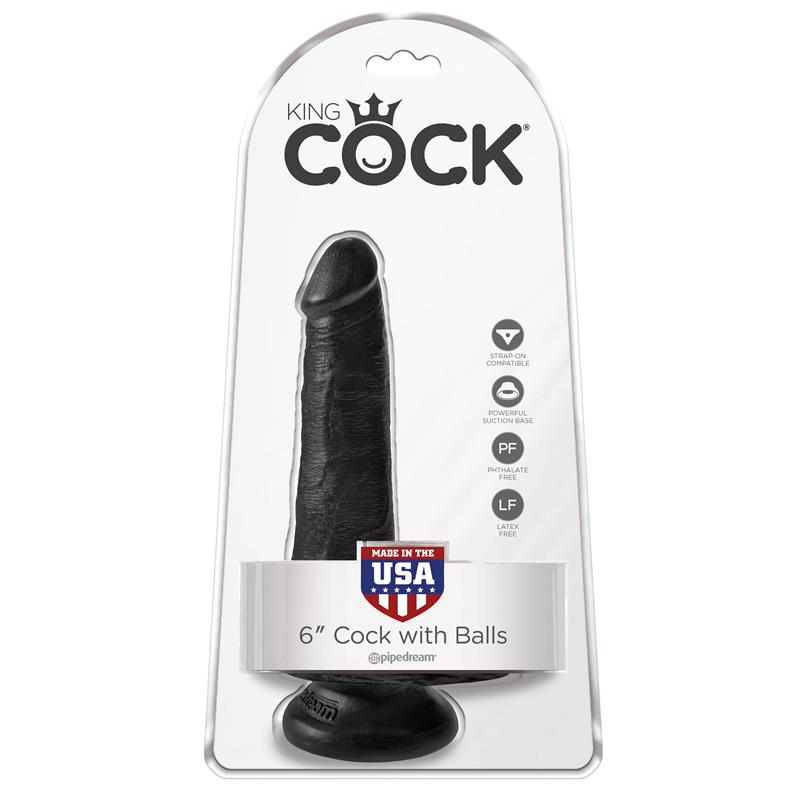 King Cock Pene con Testículos de 6 - Color Negro