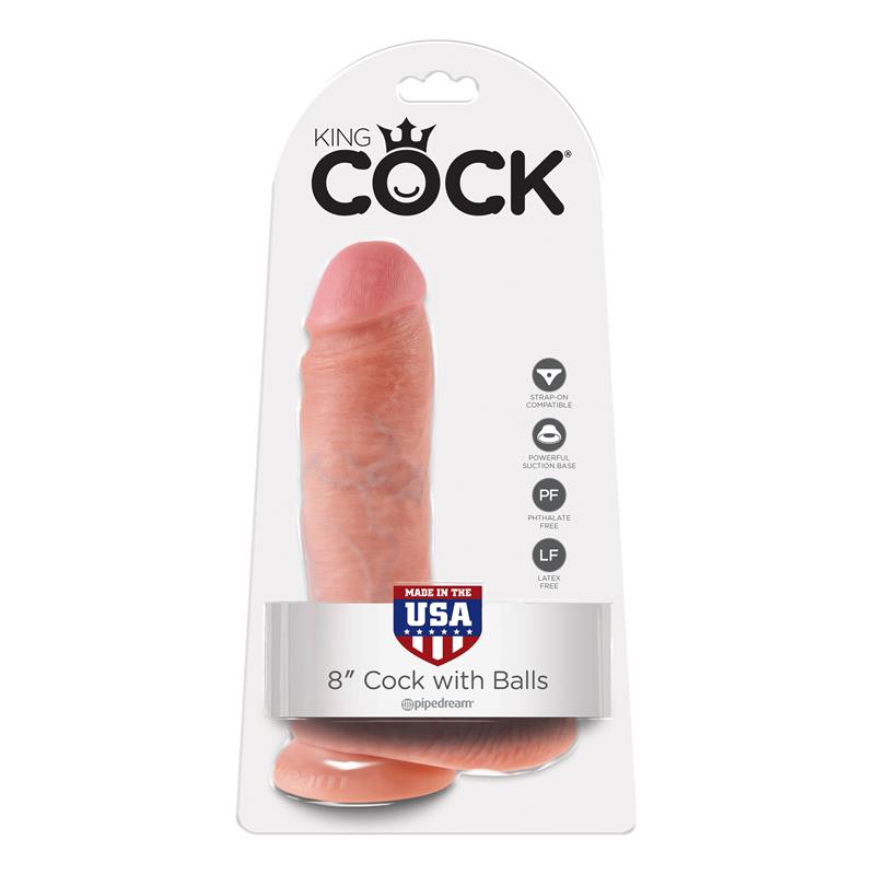 King Cock Pene con Testículos de 8 - Color Natural