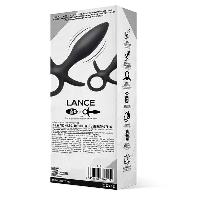 Lance Plug Anal Control Remoto Silicona Liquida USB 3