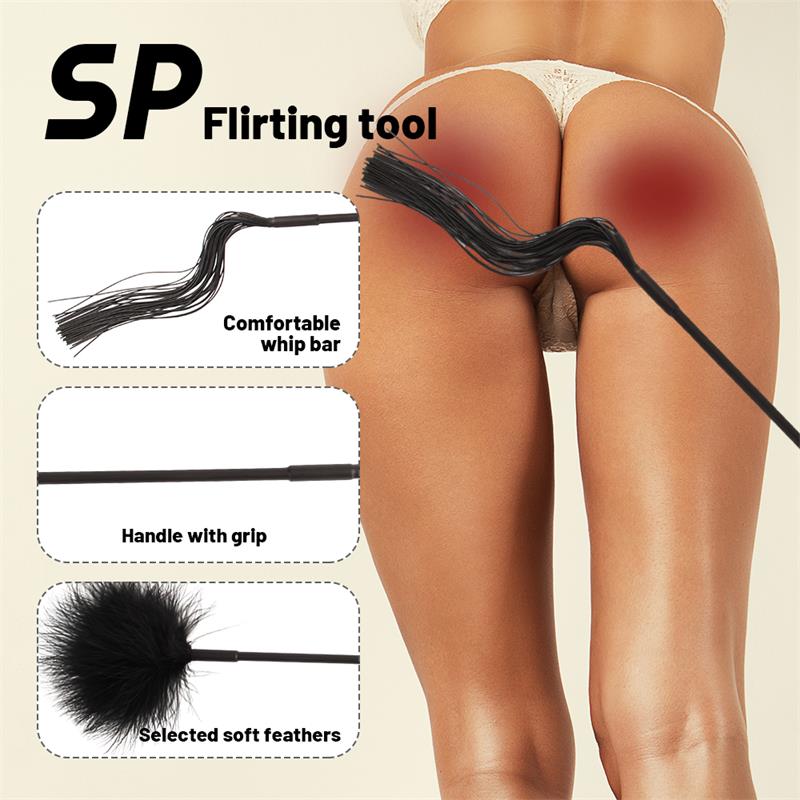 Látigo con Plumas de Silicona Negro